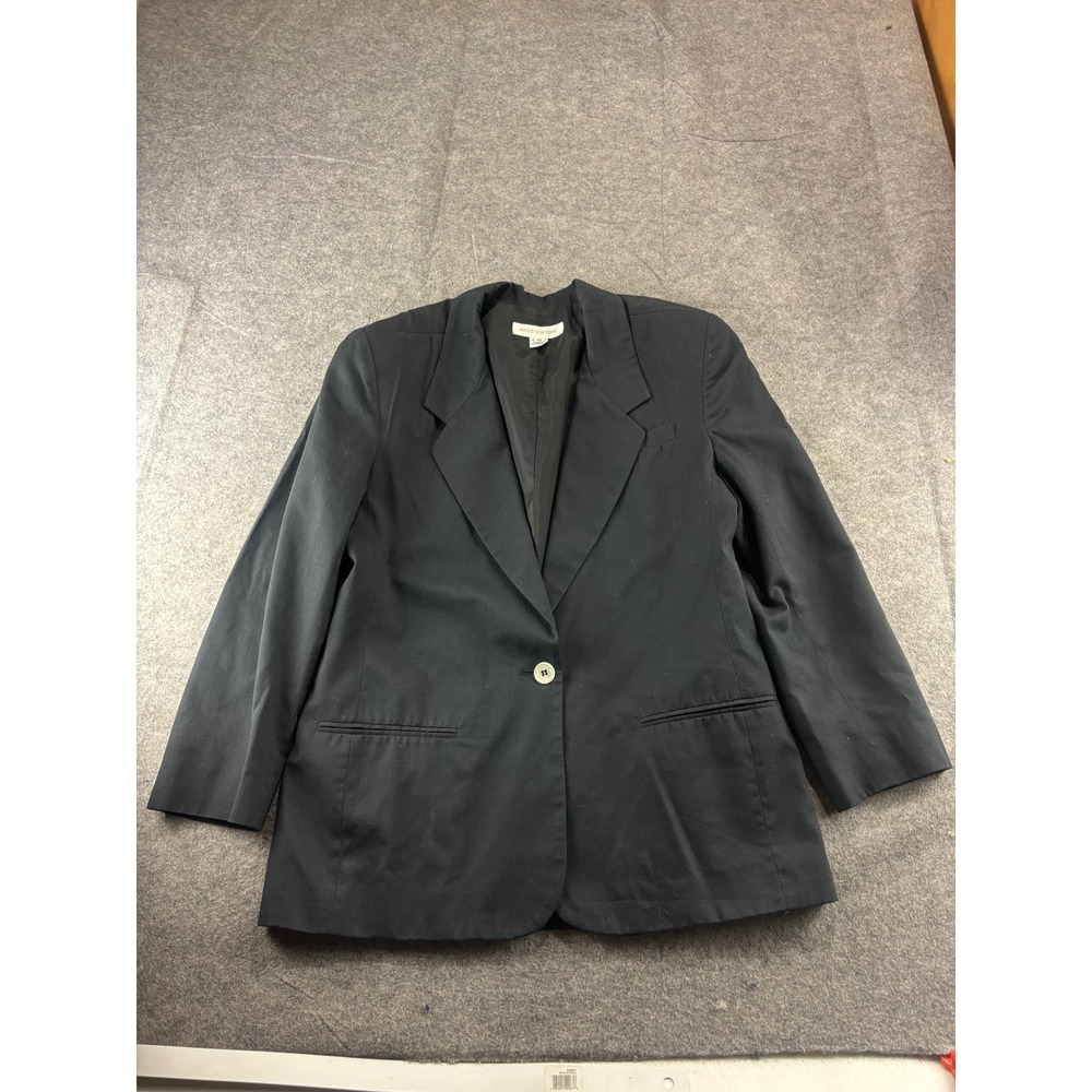 VTG Jones New York Black Single Button Blazer Jacket Size 10 Classy Minimalist